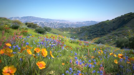 Wildflower Meadow with Mountain Views