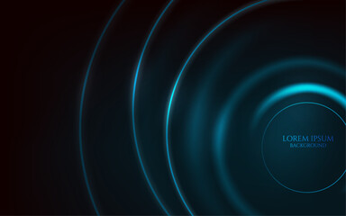glowing blue circle light lines creative and modern futuristic dark digital cover design and wallpaper vector illustration. 