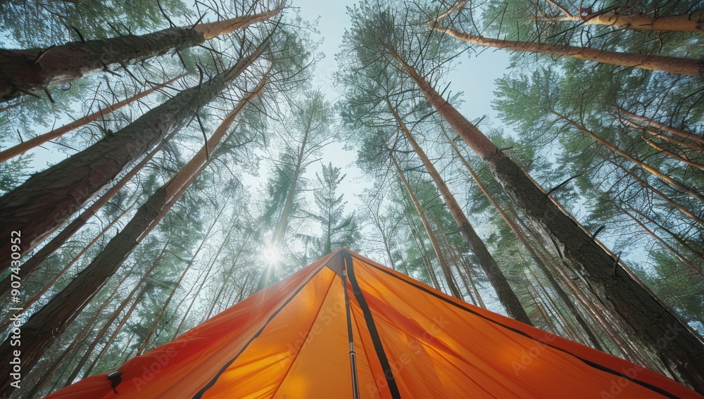 Sticker Camping under the canopy of a majestic forest