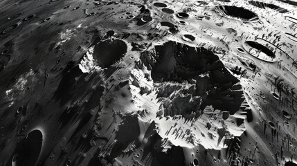 Astrogeology: Illustration of planetary geology, with features like volcanoes, mountains, and impact craters shaping the surfaces of worlds. 