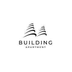 apartment city building logo or skyline building in abstract flat vector design concept
