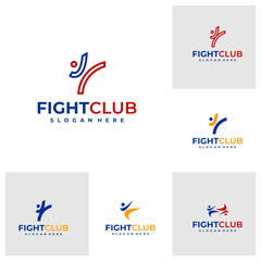 Set of Taekwondo Karate logo design vector illustration, Creative fight club logo concepts