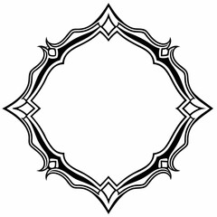 Gothic frame vector, Neo tribal acid round fantasy border, Retro baroque ornament, Antique gothic future frame collection 
