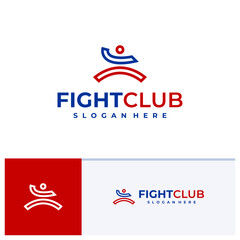 Taekwondo Karate logo design vector illustration, Creative fight club logo concepts