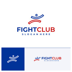Taekwondo Karate logo design vector illustration, Creative fight club logo concepts