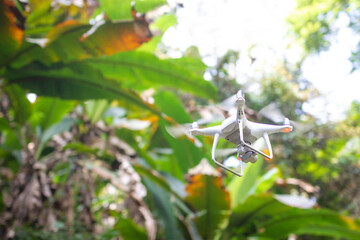 Drone flying at the waterfall