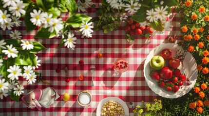 top view summer picnic design