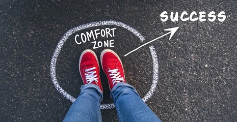 Step Out of Your Comfort Zone - Path to Success Motivational Image