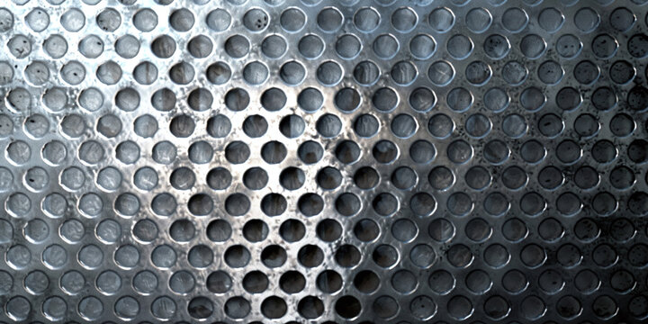 Seamless Pattern of Grey Metal Hexagonal Mesh
