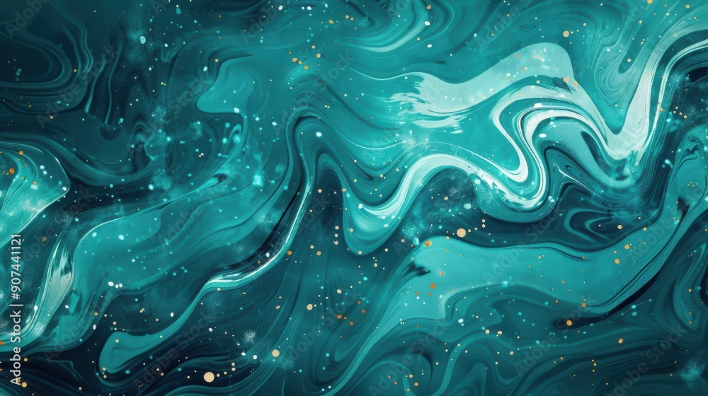 Fototapete vibrant teal background with swirling patterns, ideal for a dynamic and energetic visual.