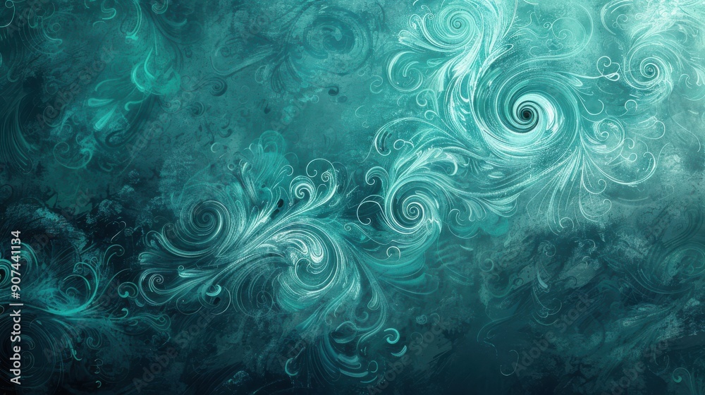 Fototapete vibrant teal background with swirling patterns, ideal for a dynamic and energetic visual.