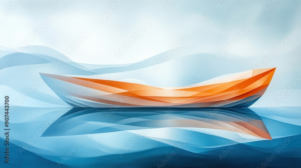 Canvas Prints Abstract Paper Boat on Water.