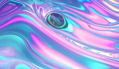 Holographic iridescent surface with a wrinkled vaporwave texture. Trendy design featuring multiple colors in an 80's webpunk neon style. This eye-catching aesthetic is perfect for modern digital art.