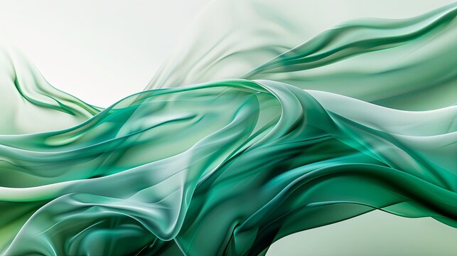 Elegant Emerald Glass Art with Flowing Mint Tones, Exuding a Sense of Modern Aesthetics and Serene Tranquility in Interior Design
