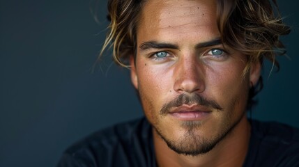 Fototapeta premium Portrait of a positive European male on a solid background