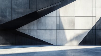 Fototapeta premium Abstract art design on a modern architecture facade, showcasing sleek lines and geometric shapes. Ideal for business and corporate concepts.