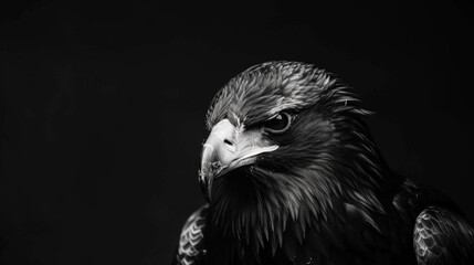 Majestic Eagle Portrait: Black and White High-Detail Study. Generative AI