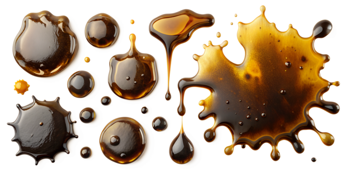 Realistic Oil Stain Effects on Transparent Background for Industrial Designs. Perfect for: Industrial projects, automotive designs, construction sites, mechanic shops