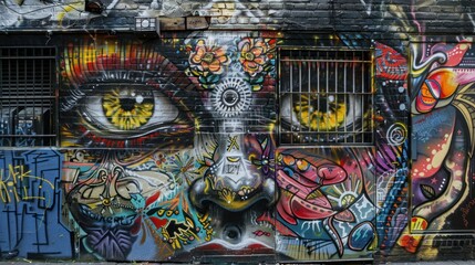 Obraz premium Colorful Graffiti Art on Brick Wall.