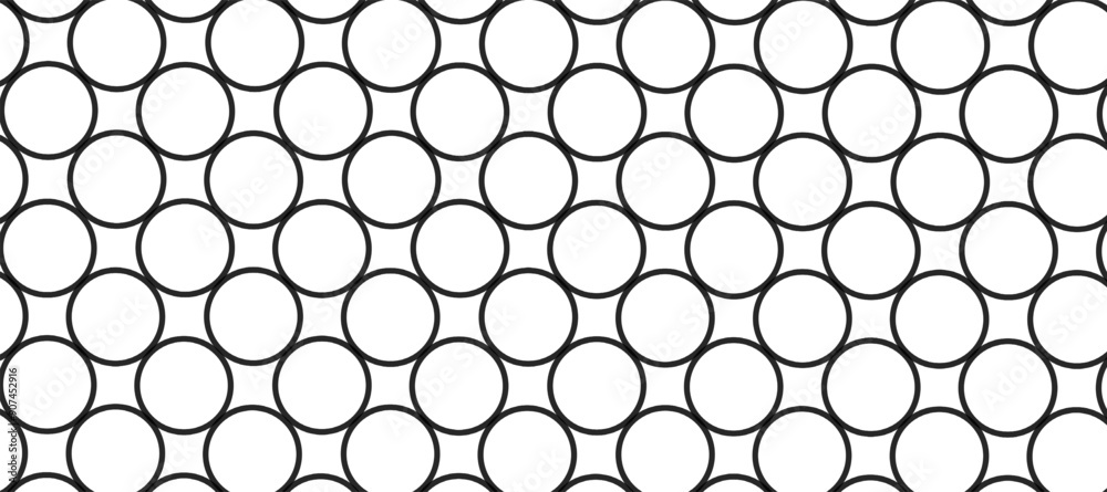 Poster seamless pattern with black circles in the white background