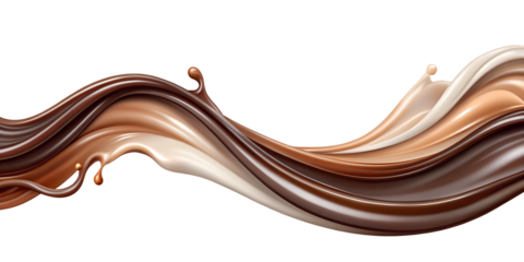 Chocolate Brown Cream Paint Splash on Transparent Background for Graphic Design. Perfect for: Art classes, creative workshops, bakeries, chocolate shops