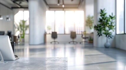 Beautiful defocused office background - office interior panoramic background.