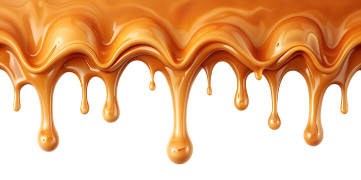Caramel Cream Drip on Transparent Background for Luxurious Designs. Perfect for: Gourmet desserts, high-end restaurants, culinary arts