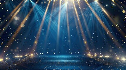blue Maroon Golden lights rays Stage Royal Awards Graphics Background. 