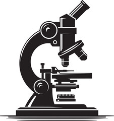 Microscope science equipment silhouette vector illustration isolated on a white background