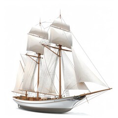 Obraz premium A beautifully crafted model ship with sails, perfect for maritime enthusiasts and home decor.