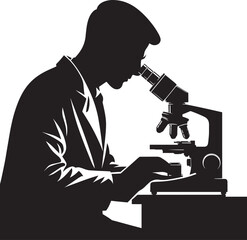 Microscope science equipment silhouette vector illustration isolated on a white background