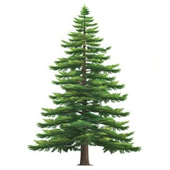 Fototapeta premium A tall, lush evergreen tree with vibrant green foliage, perfect for nature-themed projects and illustrations.