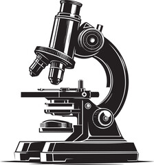 Microscope science equipment silhouette vector illustration isolated on a white background