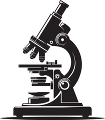 Microscope science equipment silhouette vector illustration isolated on a white background