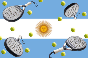 padel tennis racket and flag of Argentina