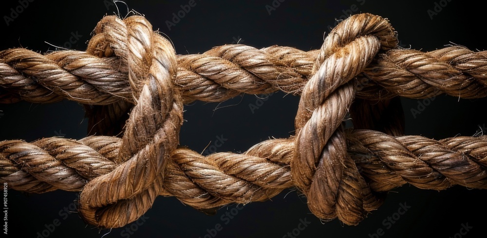 Wall mural Visual Representation of Trust as Two Diverse Ropes Tied Together, Symbolizing an Unbreakable Chain of Dependence and Support for a Reliable Partner