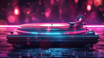 Glow-filled disco fountain, a digital art piece, captures the vibrant energy of a night club party