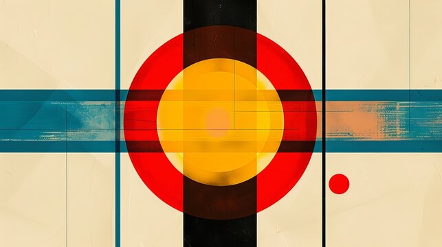 Colorful 3D vector illustration of a target with round bullseye, red arrow aimed at it, and rainbow circle background