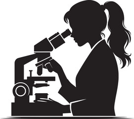Microscope science equipment silhouette vector illustration isolated on a white background