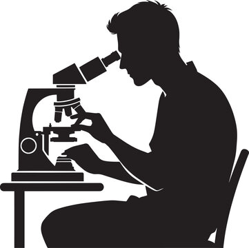 recommend clip art: Microscope science equipment silhouette vector illustration isolated on a white background