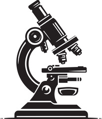 Microscope science equipment silhouette vector illustration isolated on a white background