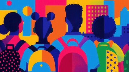 A vibrant pop art mural depicting educational insights