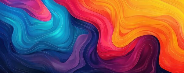 Obraz premium A vibrant, side view of stock market dynamics represented through abstract art, swirling colors and shapes symbolizing fluctuating trends, digital painting with a modern twist