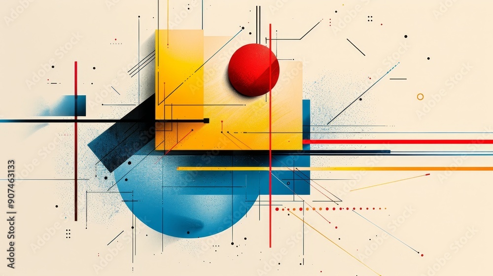 Fototapete illustration of a vector background featuring circles and a compass, with a design that combines ele