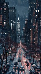 Fototapeta premium Rainy Night in the City.