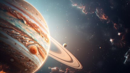 An imaginative depiction of a gas giant planet, showcasing its turbulent fluid dynamics and atmospheric layers in a blend of scientific accuracy and artistic interpretation, suitable for science