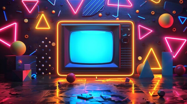 Vintage TV screen with retro design and space for text, perfect for your design project