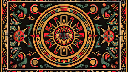 Tribal Aztec Pattern Ancient Symbols and Motifs Background AI Generative