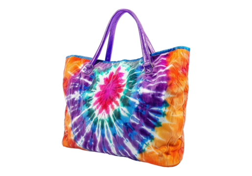 multicolored pattern bag isolated on transparent background.
