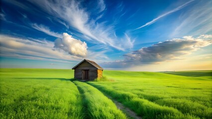 The Emerald Meadow's Rustic Retreat  AI generated